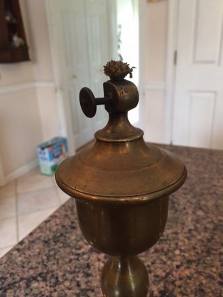 Antique Whale Oil Lamp,  Brass 2