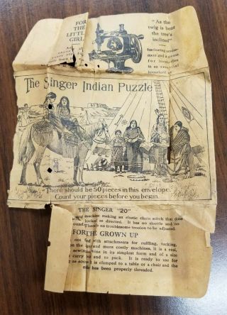 The Singer Sewing Machine Native Americans Puzzle - Circa 1905 missing 1 piece 2