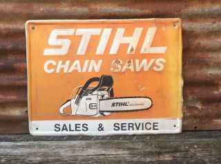 Vintage Metal Sign Stihl Chain Saw Chainsaw 18x24 Inch Grace Sign Alum