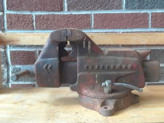 Vintage Craftsman Swivel Base Bench Vise No.  508 - 51801 8 " Opening 5 " Jaws