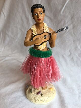 Vintage Dashboard Hawaiian Hula Dancer Man Ukulele Figurine Kc.  Co.  Ltd Euc