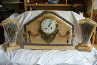 Early 20th Century French Marble Clock With Swags And Garnitures For Repair.