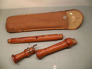 Vintage Kung Wood Recorder In Case Made In Switzerland 1