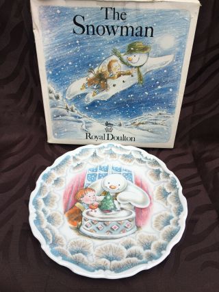 1985 Royal Doulton The Snowman " Christmas Cake " Plate Bone China England Uk