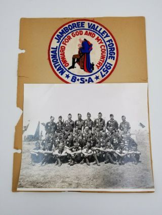 Bsa 1957 Valley Forge National Jamboree Patch 6 " & Vintage Boy Scout Photo