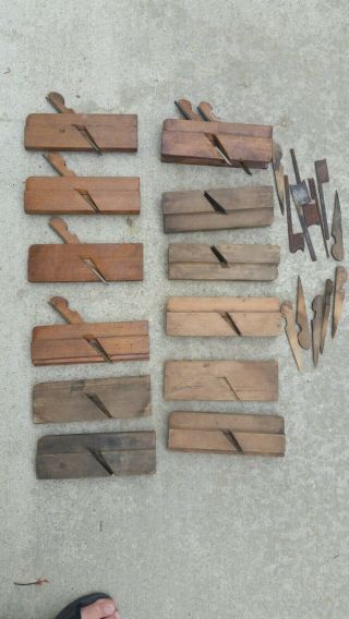Antique Vintage Wood Rabbet Molding Hand Plane,  10 Different Shapes.