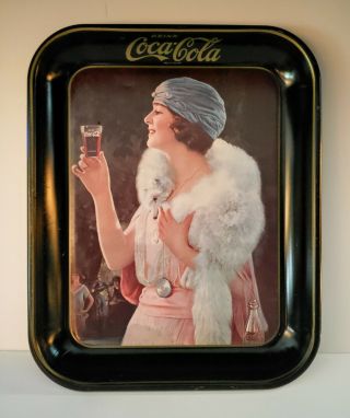 Vintage Coca - Cola Metal Serving Tray 1920’s Flapper Girl 10 1/2 " X 13 1/4 "