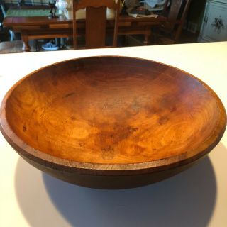 Primitive Antique Turned Wood Bowl.  Example.  Dimensions Are 14 " - 13.  5 "