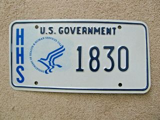 Vtg Us Government Dept Of Health & Human Services Usa Hhs License Plate Nr