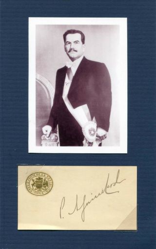 President Of Chile Pedro Aguirre Cerda Autograph,  Signed Card Mounted