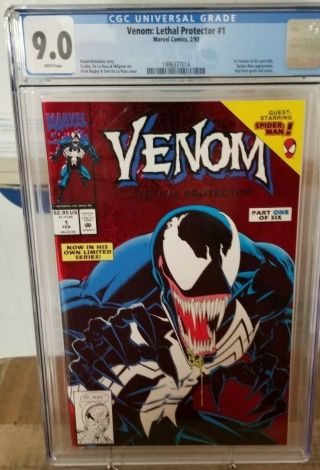 Venom: Lethal Protector 1 (red Foil Cover) Cgc 9.  0 Vf/nm