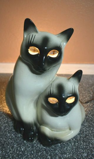 Vintage 1954 Claes Siamese Cat Mid Century Lamp -