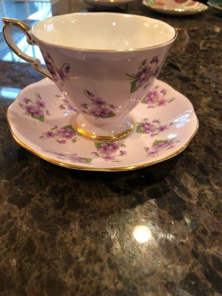 Vintage Light Purple Teacup And Saucer With Gold Trim