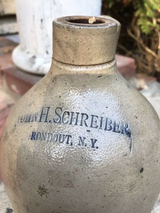 Antique John H.  Schreiber - Rondout,  York NY Crock - Stoneware 2