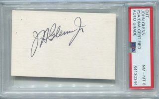 John Glenn Jr.  Vintage Autograph And Collectors Note Signed 1960s.  Psa Nm - Mt 8