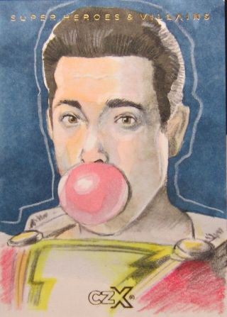 Cryptozoic Dc Czx Heroes And Villains 1/1 Sketch Shazam By Scotchmer