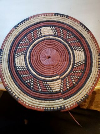 Native American Indian Hand Woven Coil Basket Tray