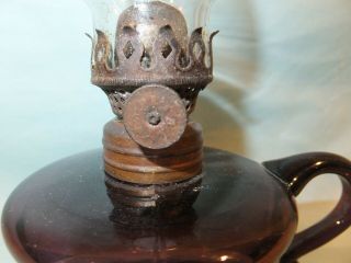Old 1890 - 1900 Amethyst Little Butter cup Miniature Finger oil lamp 2