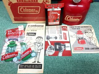 Vintage Coleman Lantern 200A Red Single Mantle 1971 W/ Box & Papers 2
