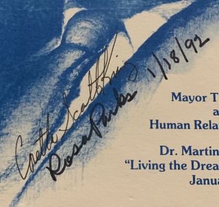 MARTIN LUTHER KING Jr Program Signed By ROSA PARKS And Caretta Scott King 1992 2