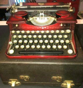 Vintage Royal Portable Typewriter Model P P1801410 Red 1929 W Case