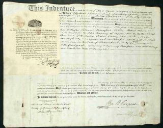 H.  B.  Pierrepont - Early Brooklyn Land Developer – 200 - Year - Old Signed Land Deed