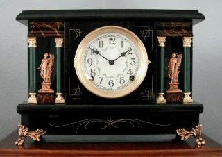 Old Antique Sessions Black Mantel Shelf Clock No.  570 1925 Fully Restored
