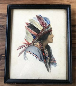 Vintage Native American Art Indian Squaw 1911 Schlesinger Bros