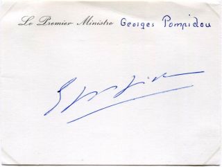 Georges Pompidou FRANCE autograph,  signed card mounted 2