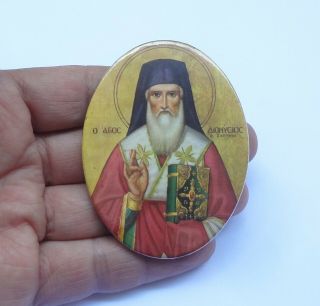 Saint Dionysius Of Zakynthos Vintage Greek Orthodox Icon Button