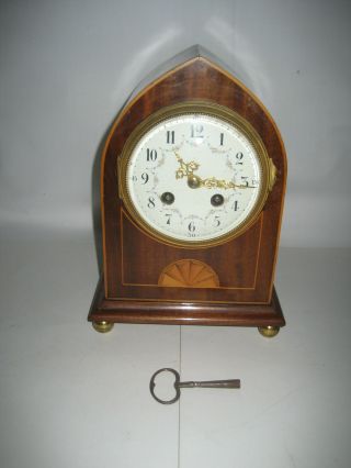 Antique A.  D.  Mougin Deux Medailles,  Paris Mahogany 8 - Day Striking Mantel Clock.