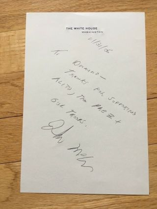 John Mccain Handwritten & Signed President Ronald Reagan White House Stationary