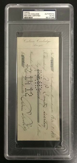 President Calvin Coolidge Signed 2/8/1912 Check Auto Autograph Psa/dna Scarce
