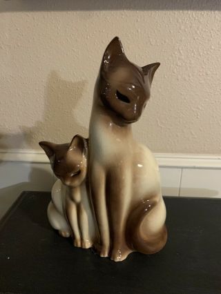 Vintage Kron Mid Century Siamese Cats Ceramic Tv Lamp Nightlight
