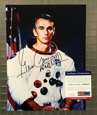 Gene Cernan Signed 8x10 Photo Autographed Psa/dna Apollo 17 Astronaut Nasa