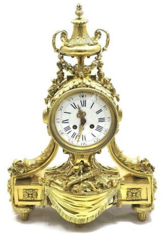 Antique Mantle Clock Breath Taking Gilt Bronze 8 Day Bell Striking 1870 S.  Marti
