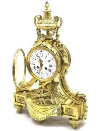 Antique Mantle Clock Breath taking Gilt Bronze 8 Day Bell Striking 1870 S.  Marti 2