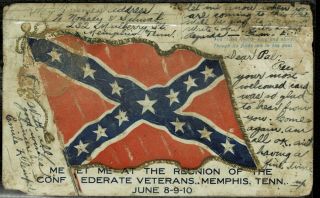 Confederate Veterans Reunion Postcard Dtd May 15 1909 From Memphis Tn (ka2)