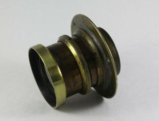 No - Name Vintage Large Format Brass Lens With Aperture