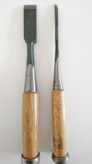 Japanese Chisel Nomi With Sign Set Of 2 Carpentry Tool Japan Blade 1208 - 3