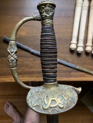 Antique Sword Us Civil War Veterans Gar Sword & Scabbard