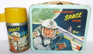 1960 Vintage Space Explorer - Colonel Ed Mccauley Metal Lunch Box And Thermos