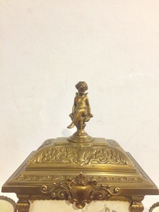 Antique French Serves Porcelain Gilt Bronze Clock Set By Japy Freres C1860 3