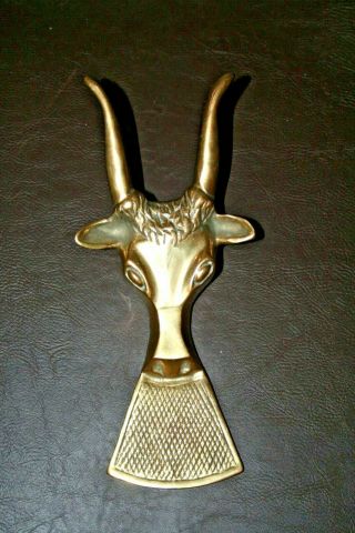 Vintage Solid Brass Bull Face 9.  5 " Long Boot Jack Shoe Boot Remover