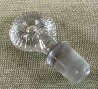 Antique 19thc Boston & Sandwich Flint Glass Blown Three Mold Decanter Stopper