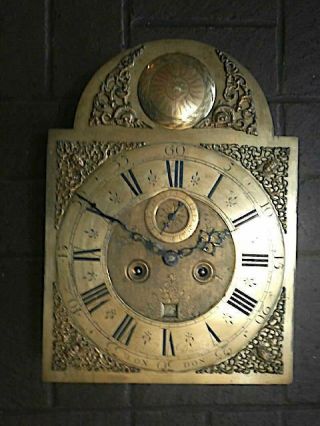 C1750 8 Day Longcase Grandfather Clock Dial,  Movement 12x17 Hugh Davis Of Lon