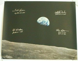 Apollo 16x20 Photo Signed Dave Scott,  Charlie Duke,  Al Worden,  Fred Haise Nasa