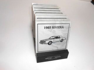 Set Of 9 1985 Buick Dealer Promotional Coasters In Holder 8 Different Models