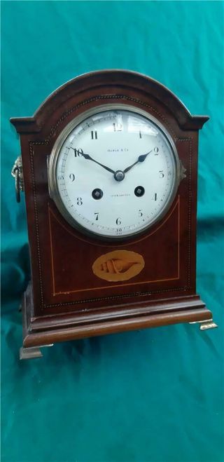 Antique 19th Century Wooden Mantle Clock By Maple & Co.  Paris & London