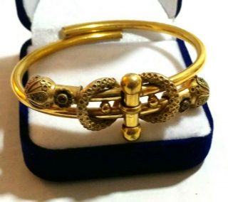 Antique Victorian Bracelet With Garnets: Etruscan Revival